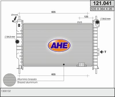 AHE 121.041 Радиатор охлаждения двигателя для OPEL ASTRA F Кабриолет (T92)