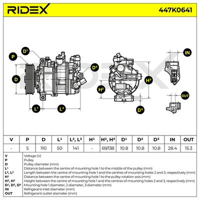 компресор, климатизация RIDEX 447K0641