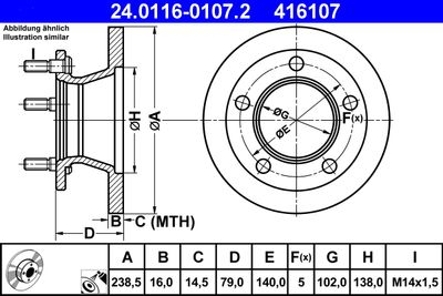 Тормозной диск ATE 24.0116-0107.2 для MERCEDES-BENZ MB