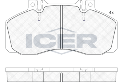 комплект спирачно феродо, дискови спирачки ICER
