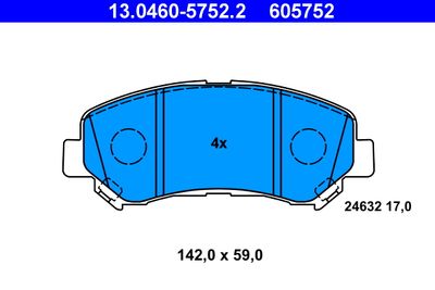 Комплект тормозных колодок, дисковый тормоз ATE 13.0460-5752.2 для NISSAN ROGUE