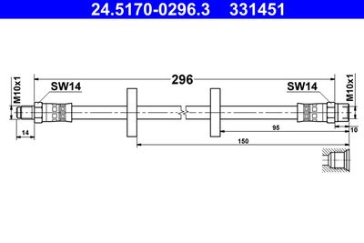 Тормозной шланг ATE 24.5170-0296.3 для VW DERBY
