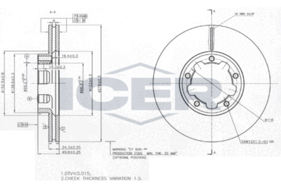 спирачен диск ICER 78BD0025-2
