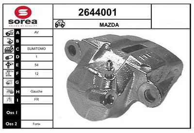 EAI 2644001 Тормозной суппорт  для MAZDA 929 (Мазда 929)
