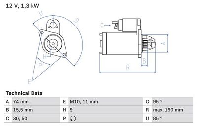 Startmotor BOSCH 0.986.023.260