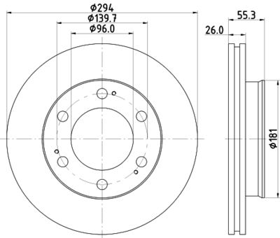 Тормозной диск HELLA 8DD 355 117-161 для SSANGYONG REXTON