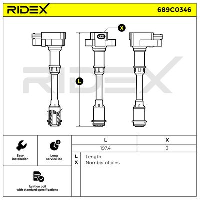 запалителна бобина RIDEX 689C0346