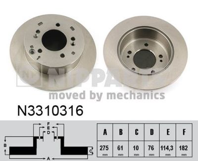 NIPPARTS N3310316 Тормозные диски  для KIA CARENS III вэн (UN) 1.6 CRDi 110