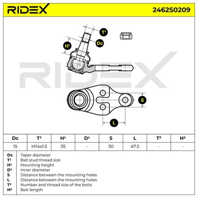 Шарнири RIDEX 2462S0209