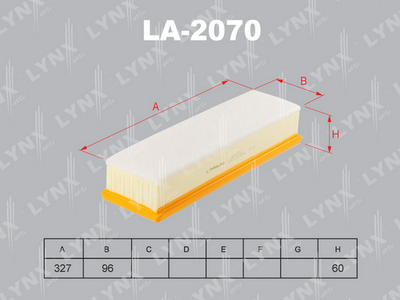Воздушный фильтр LYNXauto LA-2070 для RENAULT LODGY