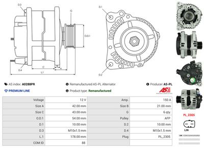 GENERATOR / ALTERNATOR AS-PL A0288PR 4