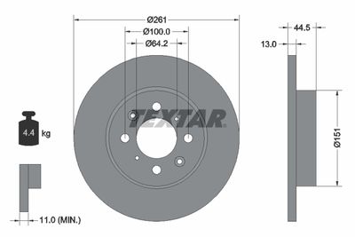TEXTAR 92090100 Тормозные диски  для ROVER 45 (Ровер 45)