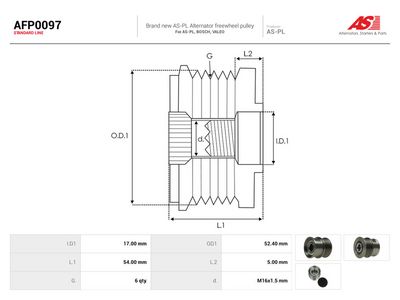 Frihjulskoppling, generator AS-PL AFP0097