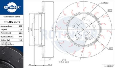 спирачен диск ROTINGER RT 1405-GL T9