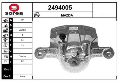 EAI 2494005 Тормозной суппорт  для MAZDA 2 (Мазда 2)