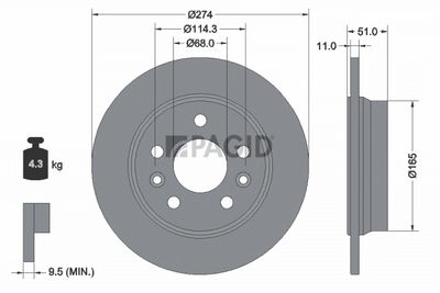 спирачен диск PAGID 56528NC