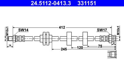 Тормозной шланг ATE 24.5112-0413.3 для FIAT BRAVO
