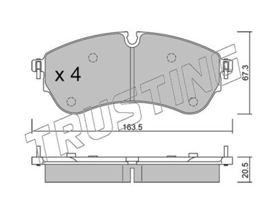 Zestaw klocków hamulcowych, hamulce tarczowe TRUSTING 1173.0