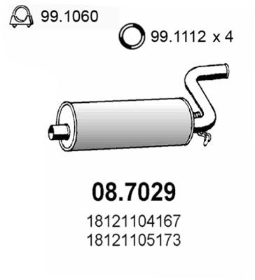 Глушитель выхлопных газов конечный ASSO 08.7029 для BMW 2500-3.3