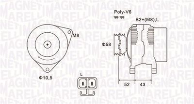 Генератор MAGNETI MARELLI 063731903010 для HYUNDAI TRAJET