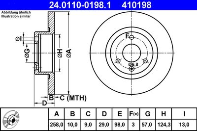 Тормозной диск ATE 24.0110-0198.1 для CITROËN AX