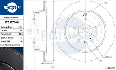 спирачен диск ROTINGER RT 20770-GL