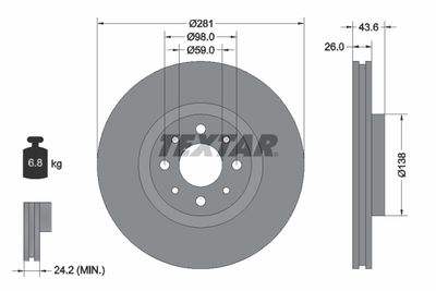 Тормозной диск TEXTAR 92107703 для ALFA ROMEO MITO