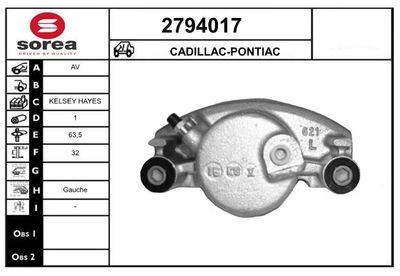 Тормозной суппорт EAI 2794017 для PONTIAC TRANS