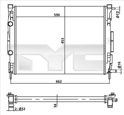 Радиатор, охлаждение двигателя TYC 728-0054 для RENAULT SCÉNIC