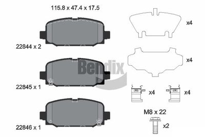 Комплект тормозных колодок, дисковый тормоз BENDIX Braking BPD2330 для JEEP COMPASS
