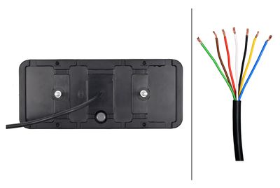 Achterlicht Rechts (LED, 12V, transparant, met indicator, anti-fog licht, achteruitrijlicht, met stoplicht, parkeerlicht, driehoekige reflector)