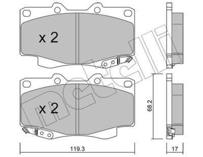 Комплект тормозных колодок, дисковый тормоз METELLI 22-0129-1 для TOYOTA FORTUNER