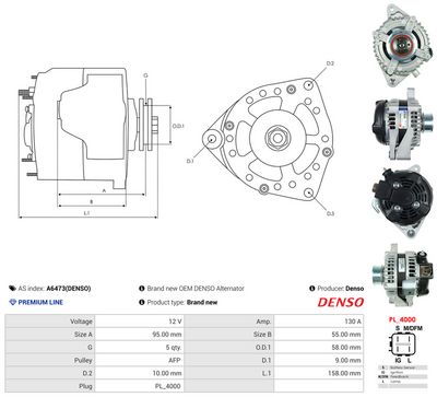 GENERATOR / ALTERNATOR AS-PL A6473DENSO 4