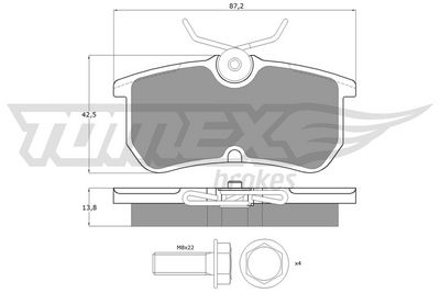 Sada brzdových destiček, kotoučová brzda TOMEX Brakes TX 12-18