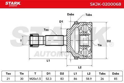 каре комплект, полуоска STARK SKJK-0200068