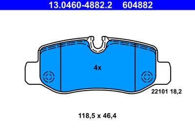 Комплект тормозных колодок, дисковый тормоз ATE 13.0460-4882.2 для MERCEDES-BENZ EQV