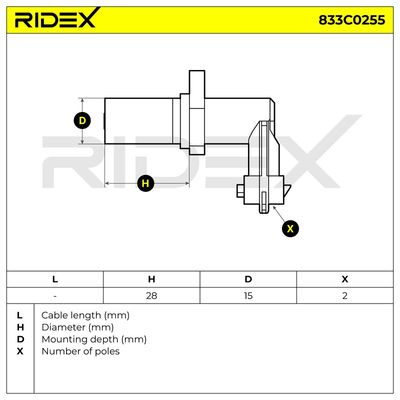 импулсен датчик, колянов вал RIDEX 833C0255