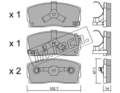 Комплект тормозных колодок, дисковый тормоз fri.tech. 249.0 для DAIHATSU APPLAUSE