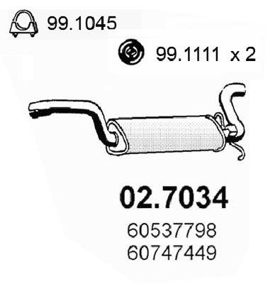ASSO 02.7034 Глушитель выхлопных газов  для ALFA ROMEO 33 (905_) 1.5 4x4 (905.A2)