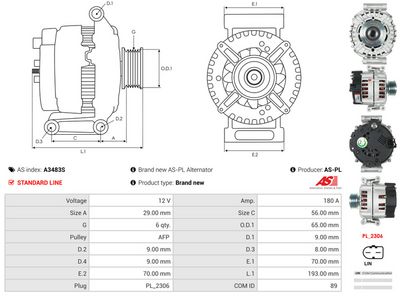 GENERATOR / ALTERNATOR AS-PL A3483S 4