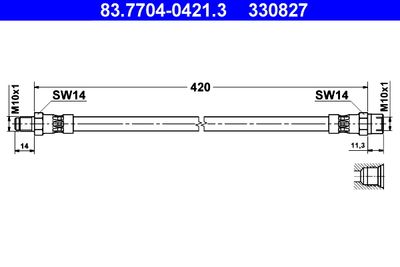 Тормозной шланг ATE 83.7704-0421.3 для MERCEDES-BENZ HECKFLOSSE