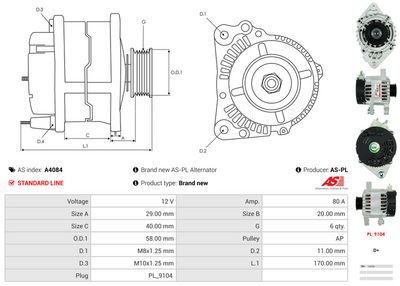 GENERATOR / ALTERNATOR AS-PL A4084 4