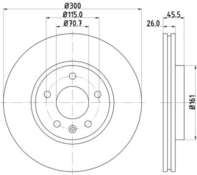 Тормозной диск HELLA 8DD 355 116-591 для CHEVROLET VOLT