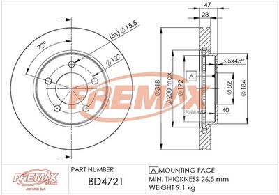 FREMAX BD-4721 Тормозные диски  для CHRYSLER  (Крайслер Пакифика)