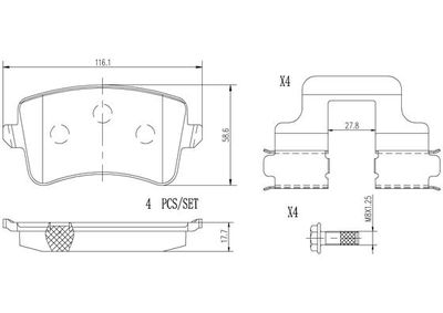 Sada brzdových destiček, kotoučová brzda BREMBO P85100N