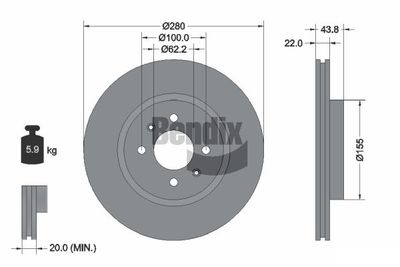 BENDIX Braking BDS1508 Тормозные диски BENDIX BRAKING для KIA RIO