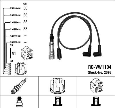 Комплект проводов зажигания NGK 2576 для VW DERBY