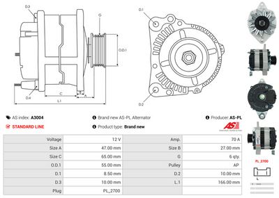 GENERATOR / ALTERNATOR AS-PL A3004 4
