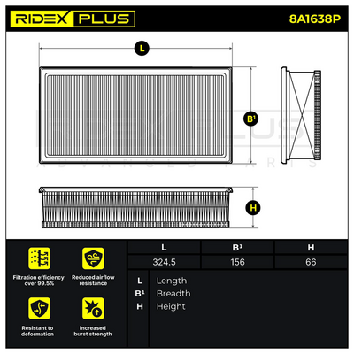 въздушен филтър RIDEX 8A1638P