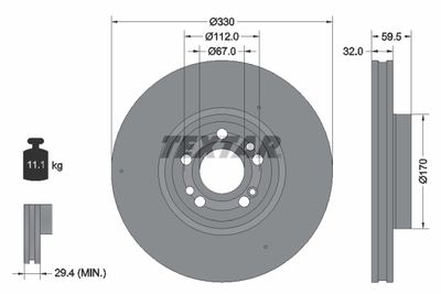 Тормозной диск TEXTAR 92307105 для MERCEDES-BENZ GLE